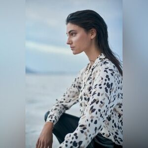 NWOT - Rails Rebel Abstract Animal Print Silk Blouse - Size M